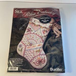 Bucilla Silk Ribbon Embroidery 83291 Crazy Quilt 14” Stocking New Unopened NIP